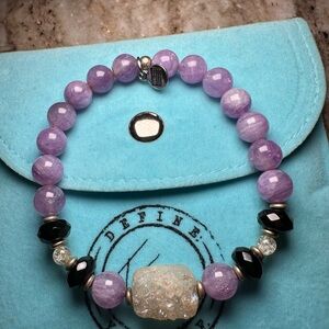 Purple and Black Beaded Bracelet